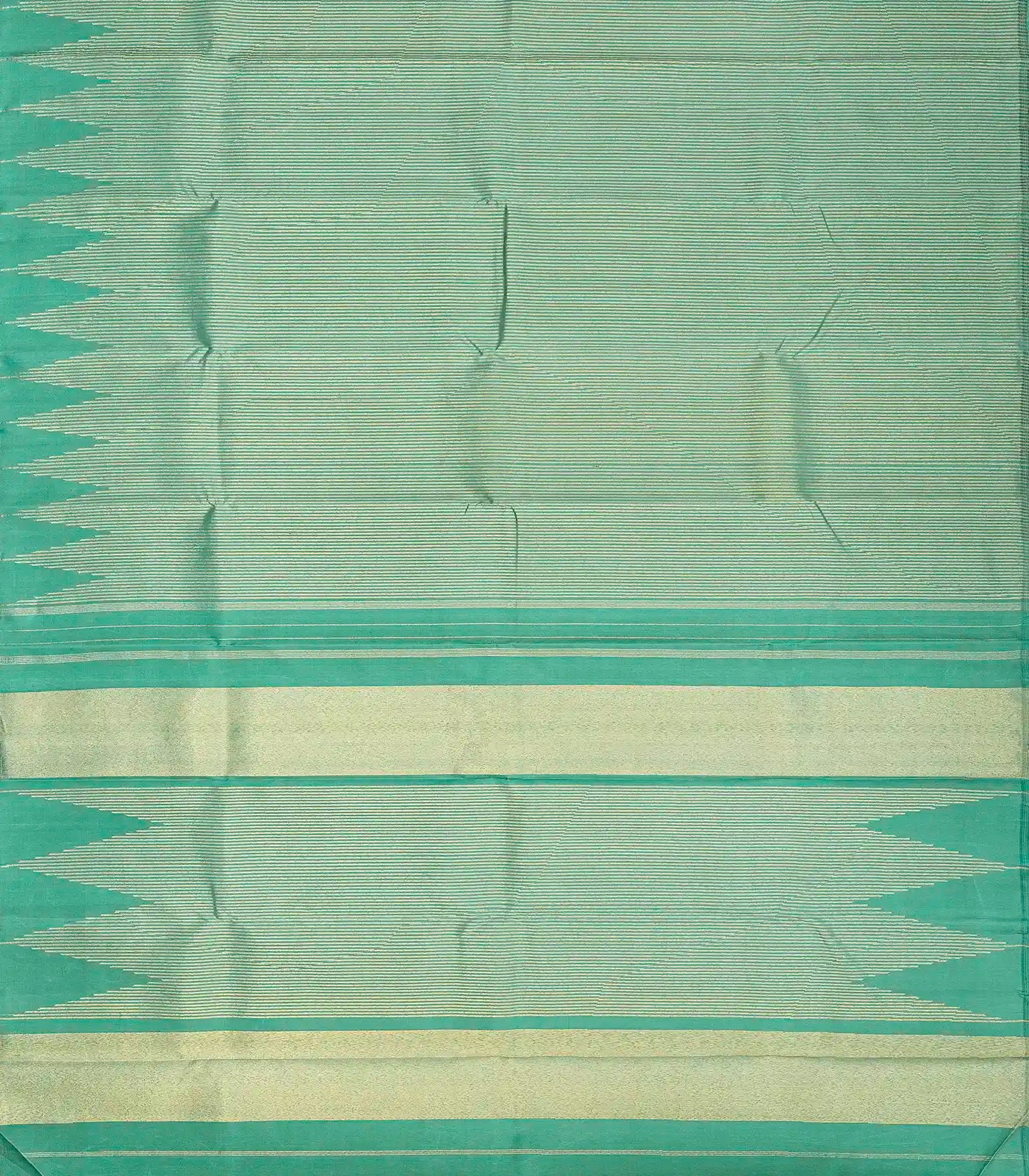 Shadow Green Handloom Kanchipuram Silk Saree With Zari Stripes