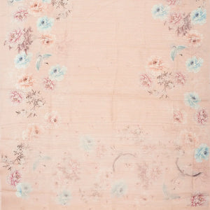 Light Peach Handwoven Tussar Saree With Printed Floral Motifs