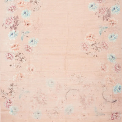 Light Peach Handwoven Tussar Saree With Printed Floral Motifs