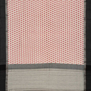 Off White Handloom Chanderi Cotton Saree With Printed Floral Motifs