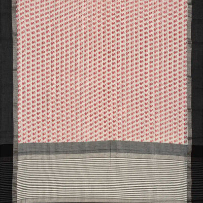 Off White Handloom Chanderi Cotton Saree With Printed Floral Motifs