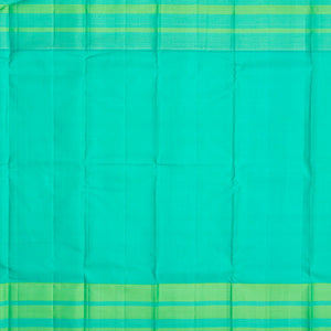 Midnight Blue Handloom Kanchipuram Korvai Silk Saree With Aquamarine Border