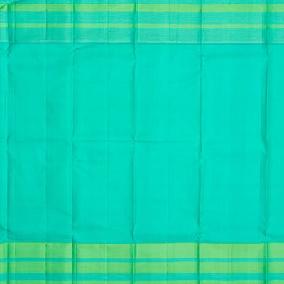 Midnight Blue Handloom Kanchipuram Korvai Silk Saree With Aquamarine Border