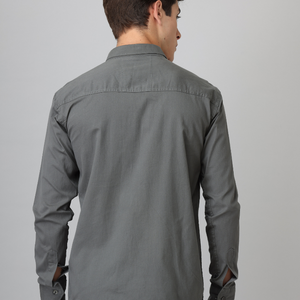 Frankshirt Dark Grey Solid Tailored Fit Cotton Casual Shirt for Man