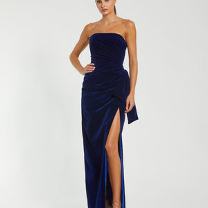 Mac Duggal 55080 Long Formal Fitted Velvet Prom Dress