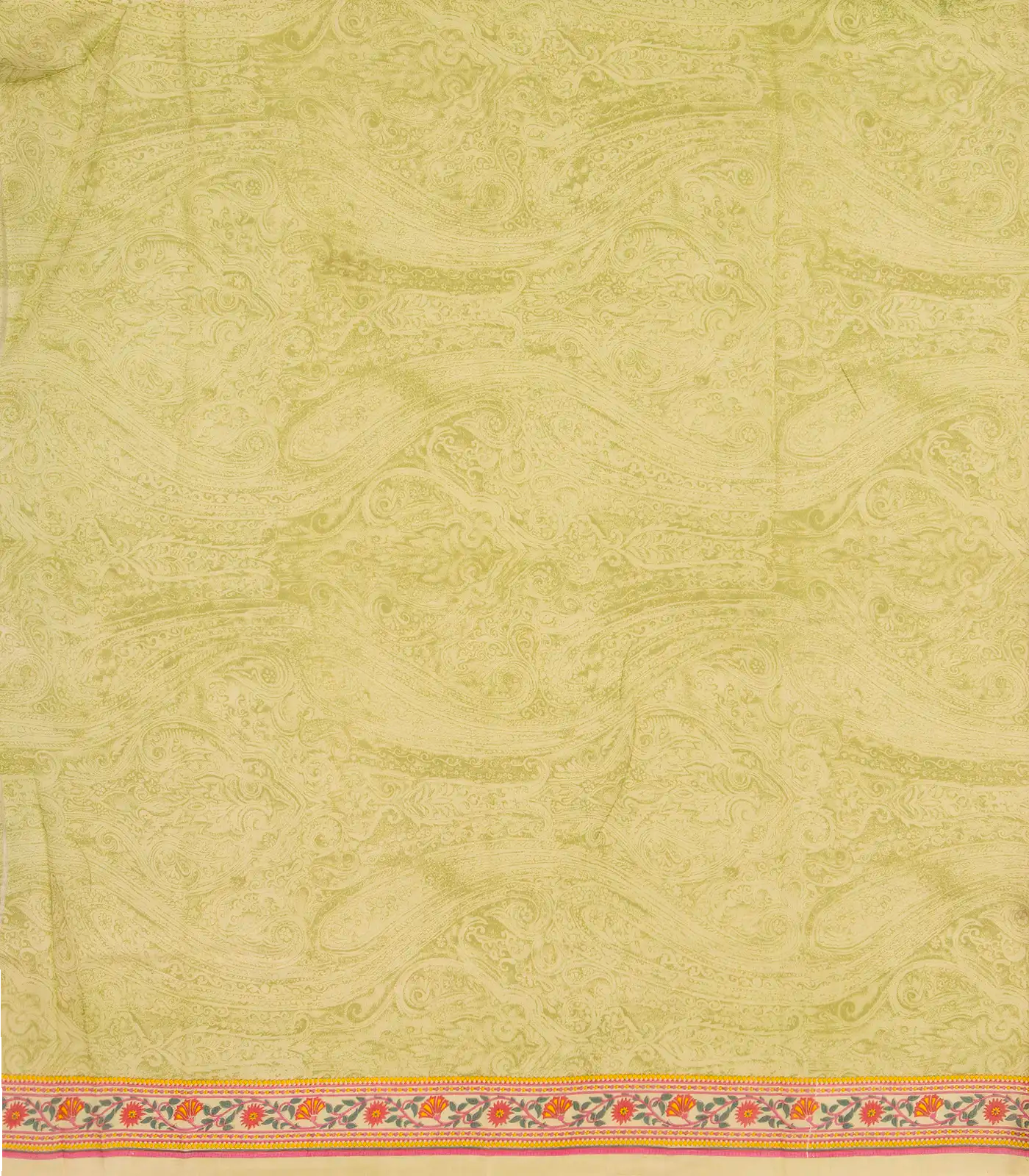 Cream Handloom Chanderi Cotton Saree With Printed Pink Floral Motif