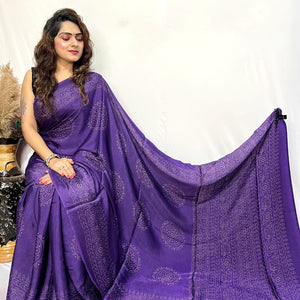 Modal Silk Ajrakh Print Premium Saree