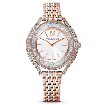 Swarovski Crystalline Aura Rose Gold Dial & Chain Watch for Women