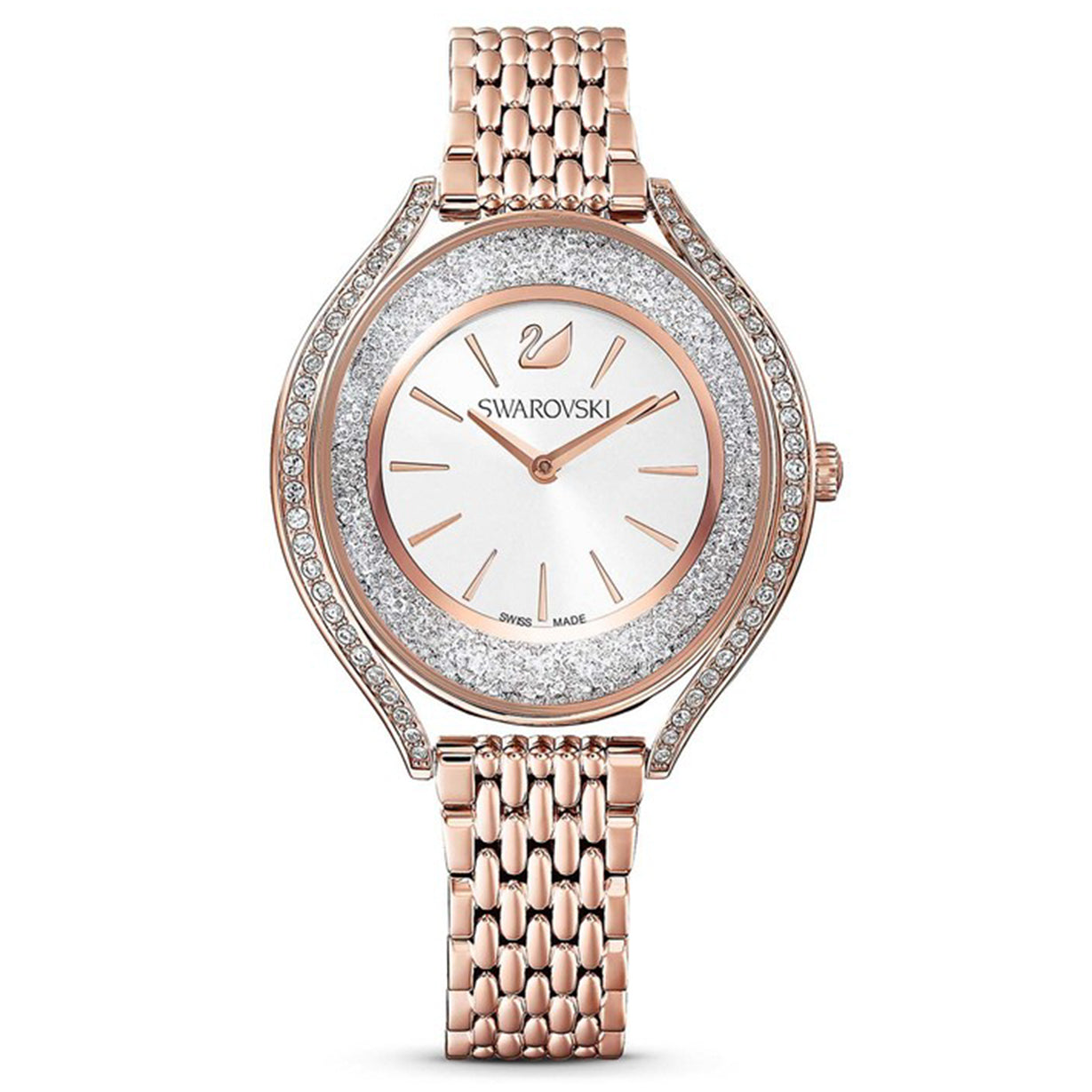 Swarovski Crystalline Aura Rose Gold Dial & Chain Watch for Women