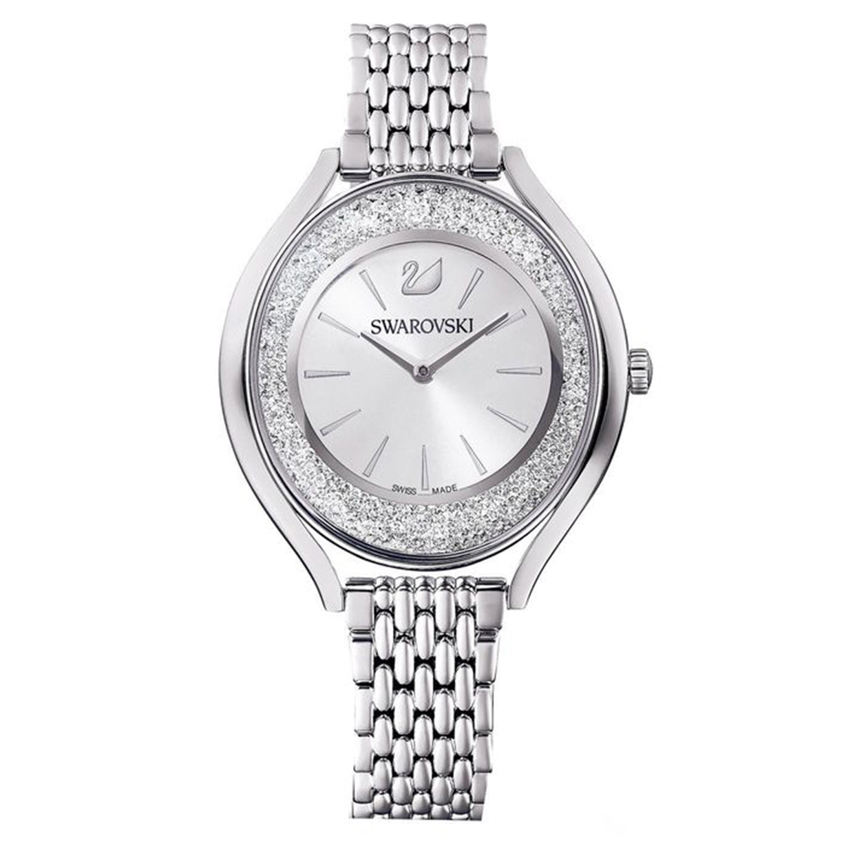 Swarovski Crystalline Aura Silver Dial & Silver Chain Watch for Women