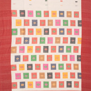 Off White Handloom Bengal Cotton Saree With Contrast Border