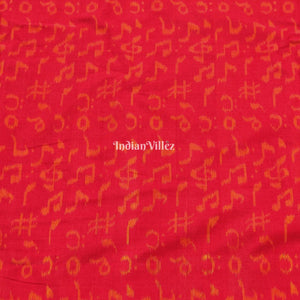 Red Music Theme Sambalpuri Cotton Fabric