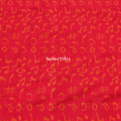 Red Music Theme Sambalpuri Cotton Fabric