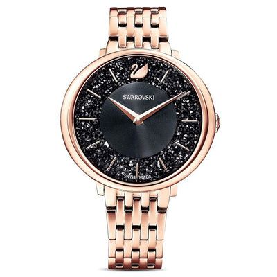 Swarovski Crystalline Chic Black Dial 35 MM with Rose Gold Chain Watch for Women
