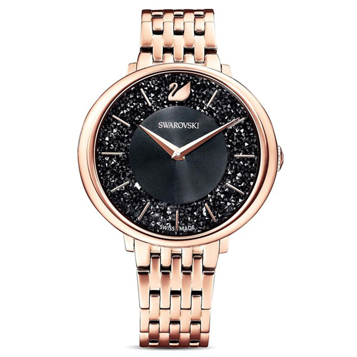 Swarovski Crystalline Chic Black Dial 35 MM with Rose Gold Chain Watch for Women