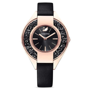 Swarovski Crystalline Sporty Women's Black Dial & Black Crystal with Leather Strap Watch