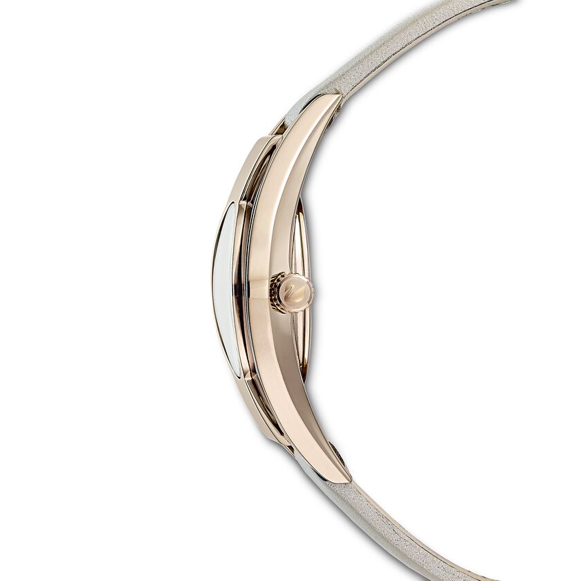 Swarovski Crystalline Sporty Women's Grey Dial & White Crystal with Grey Leather Strap Watch