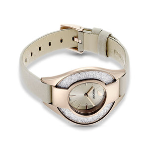 Swarovski Crystalline Sporty Women's Grey Dial & White Crystal with Grey Leather Strap Watch