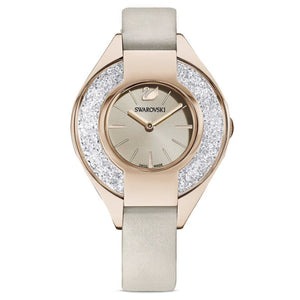 Swarovski Crystalline Sporty Women's Grey Dial & White Crystal with Grey Leather Strap Watch