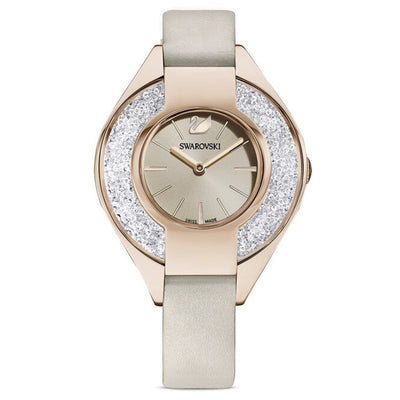 Swarovski Crystalline Sporty Women's Grey Dial & White Crystal with Grey Leather Strap Watch