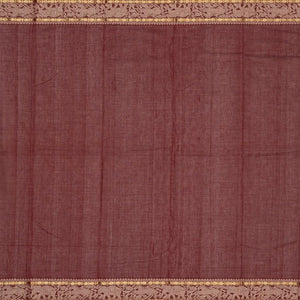 Rust Handloom Kanchi Cotton Saree With Annam Chakaram Checks