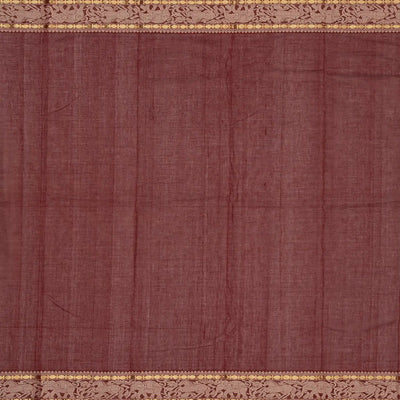 Rust Handloom Kanchi Cotton Saree With Annam Chakaram Checks