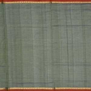 Bottle Green Handloom Silk Cotton Saree With Checks