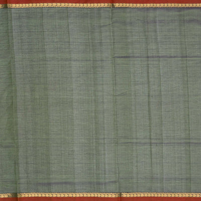 Bottle Green Handloom Silk Cotton Saree With Checks