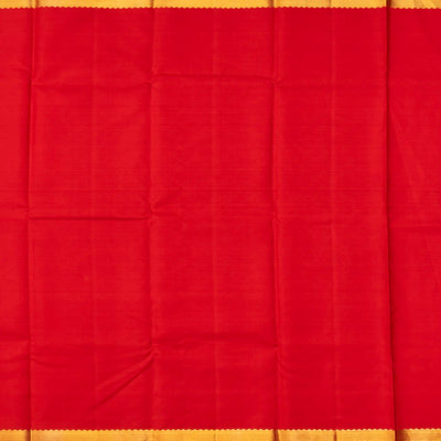 Red Handloom Kanchipuram Silk Saree With Zari Stripes