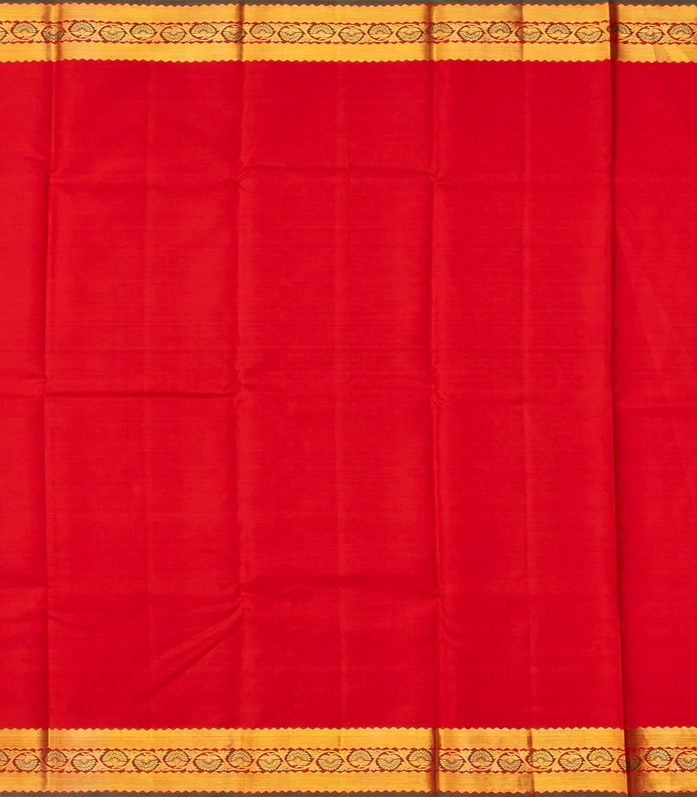 Red Handloom Kanchipuram Silk Saree With Zari Stripes