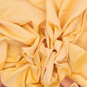 Sandal Handloom Mangalagiri Cotton Saree With Pink Zari Border