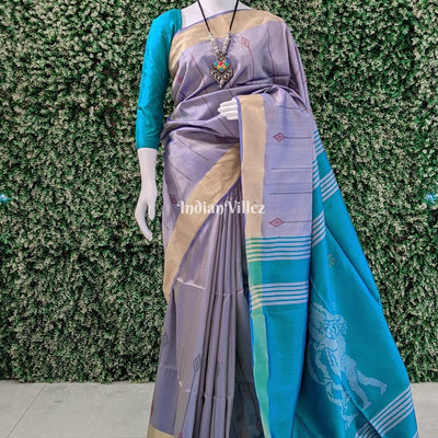 Dodger & Columbia Blue Color Handloom Soft Silk Saree