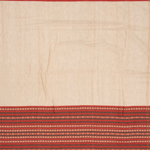 Beige Handloom Bengal Cotton Saree With Contrast Border