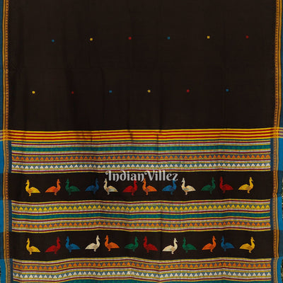 Black Dongria Border Contemporary Silk Saree