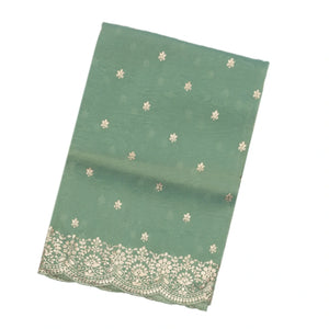Aquamarine Woven Viscose Saree With Floral Embroidery