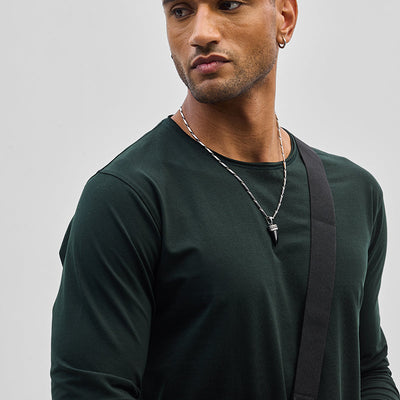 Dark Green Stretch Full Sleeve T-Shirt
