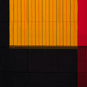 Mustard Handloom Soft Silk Saree With Beldari Stripes & Ganga Jamuna Border