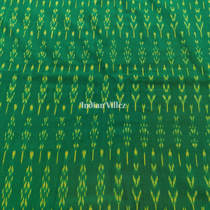 Green Handwoven Cotton Pochampally Ikat Fabric