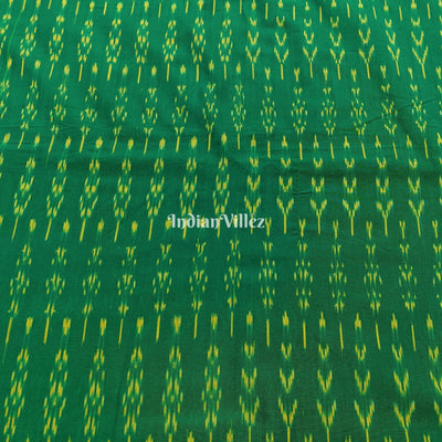Green Handwoven Cotton Pochampally Ikat Fabric
