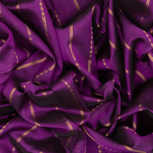 Purple Handloom Silk Cotton Saree With Stripes And Animal Motifs