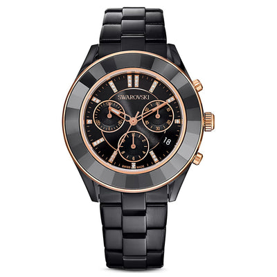 Swarovski Octea Lux Sport Women's Black Dial 39 MM & Black Chain Strap Watch