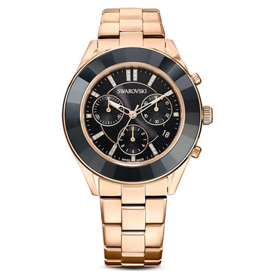 Swarovski Octea Lux Sport Women's Black Dial 39 MM & Gold Chain Strap Watch