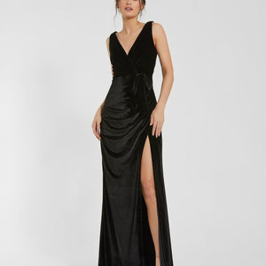 Mac Duggal 56144 Long Fitted Formal Velvet Prom Dress