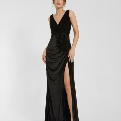 Mac Duggal 56144 Long Fitted Formal Velvet Prom Dress
