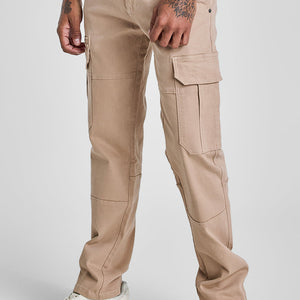 Beige Slim Fit Cargo Jeans
