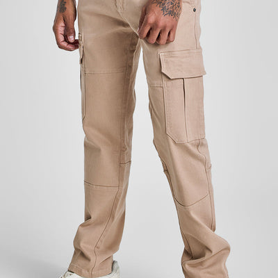Beige Slim Fit Cargo Jeans