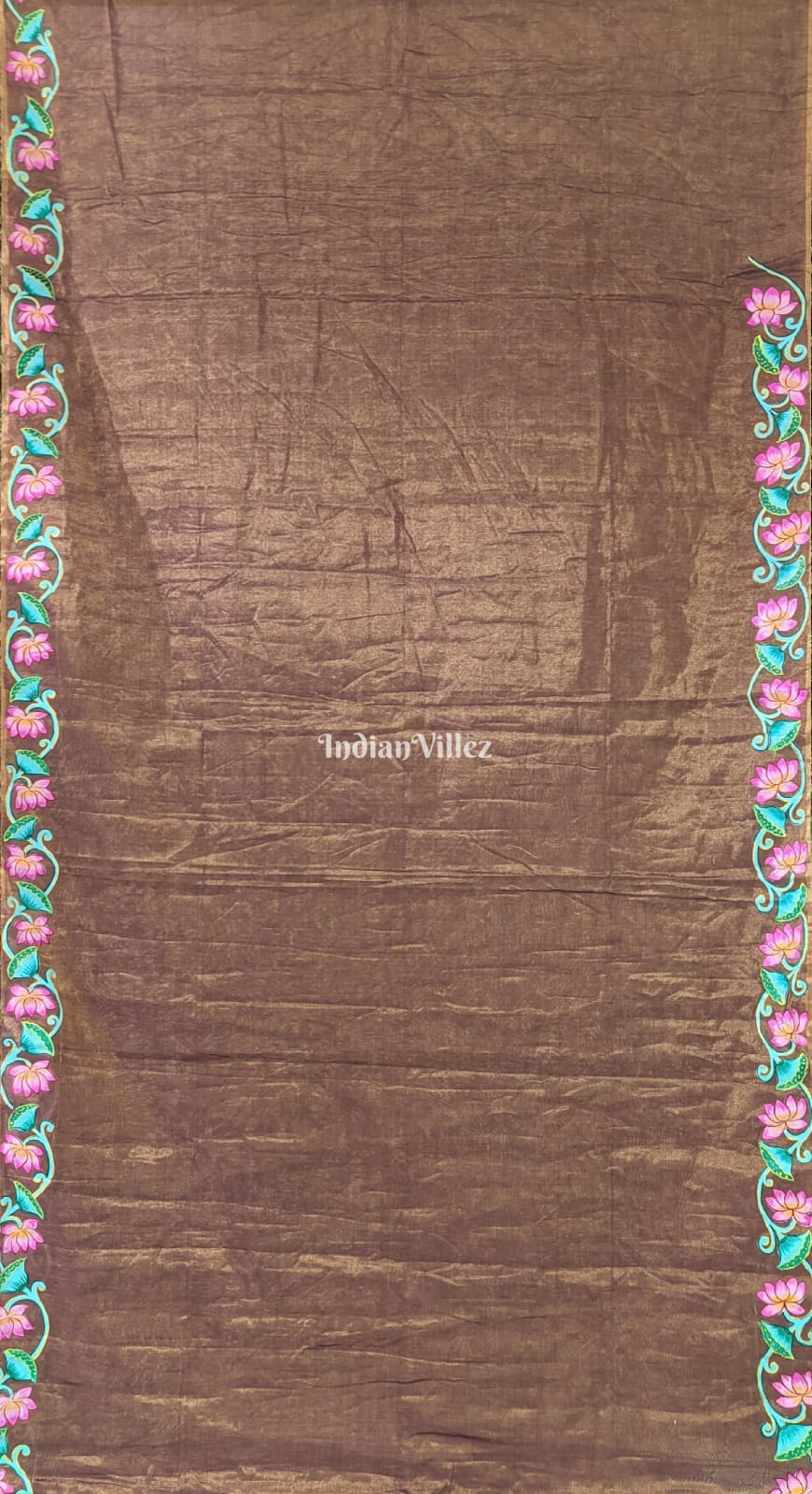 Golden with Purple Tinch Raja Rani Hand-Painted Pattachitra Saree