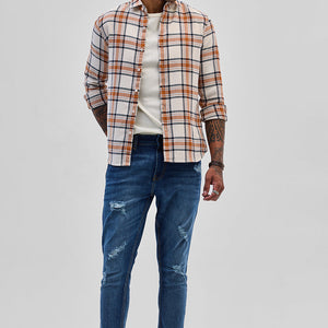 Dark Blue Distressed Skinny Fit Jeans