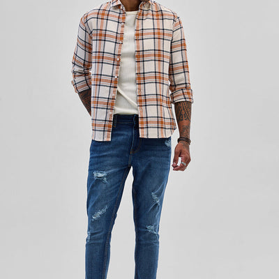 Dark Blue Distressed Skinny Fit Jeans