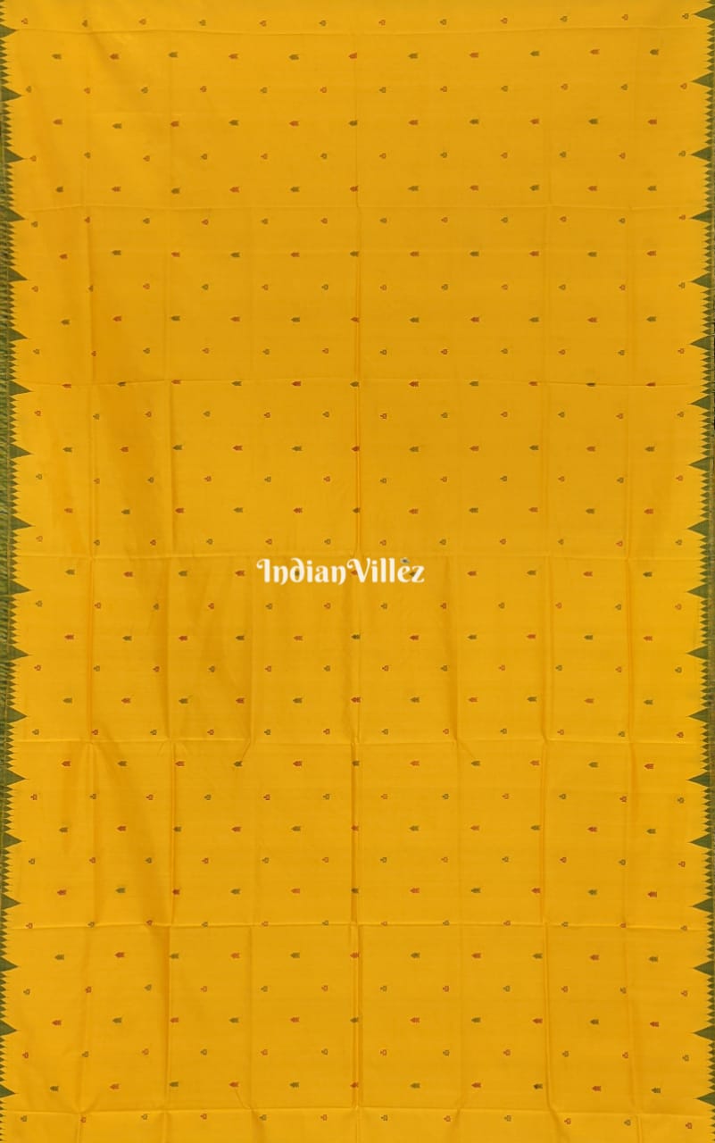 Yellow Sambalpuri Ikat Tussar Silk Saree